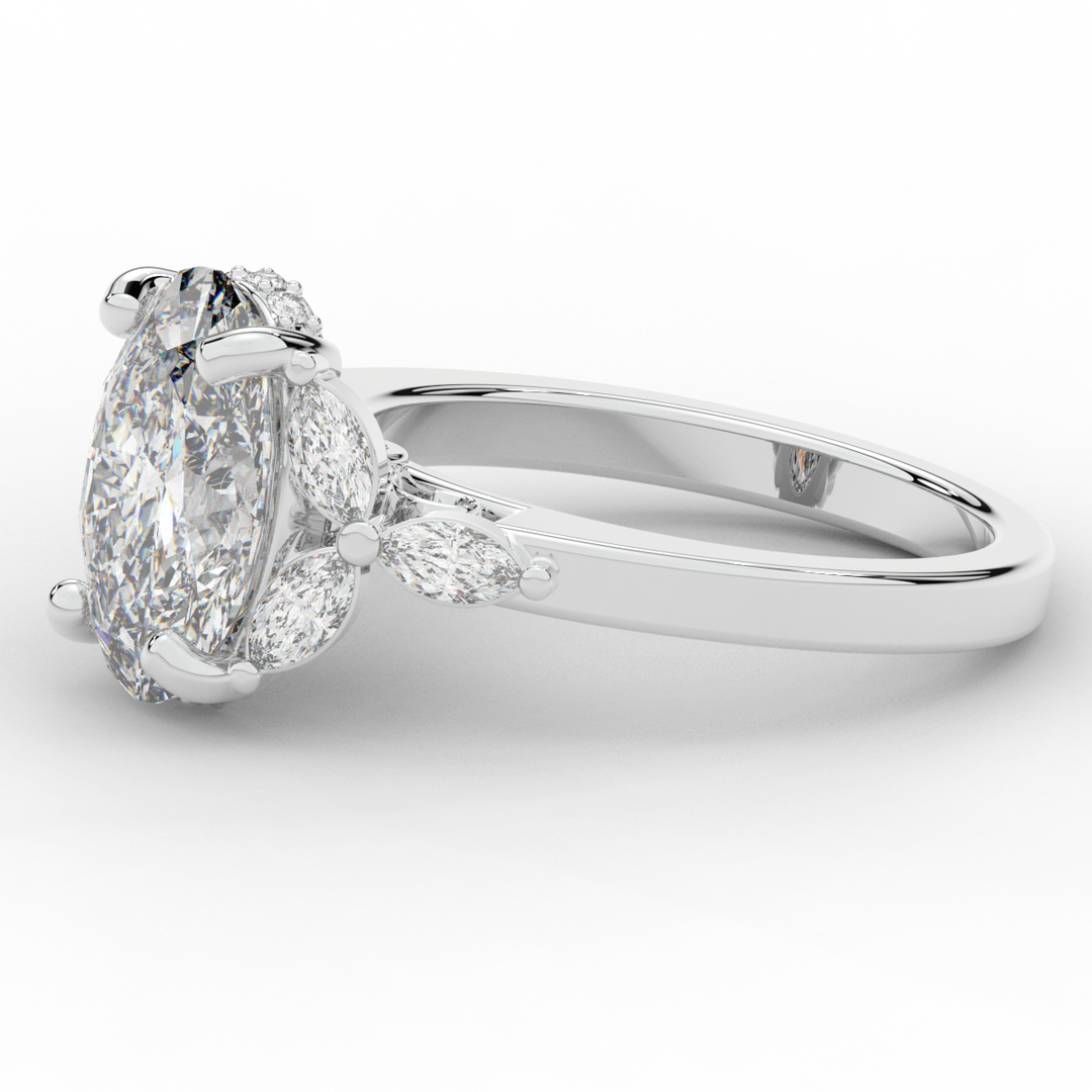 2.85CT.TW OVAL LAB DIAMOND ENGAGEMENT RING - Nazarelle
