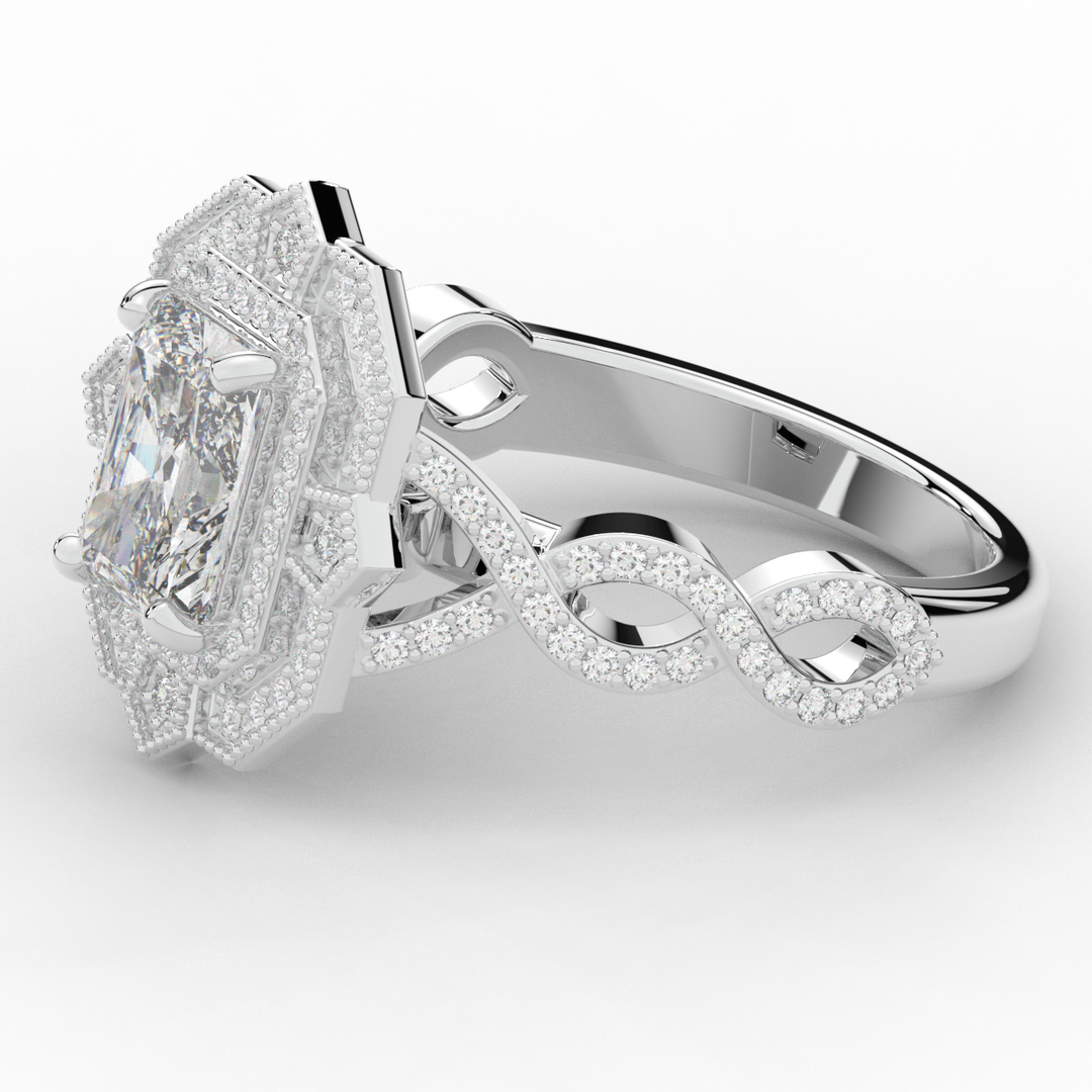 1.90CT.TW RADIANT LAB DIAMOND HALO ENGAGEMENT RING - Nazarelle