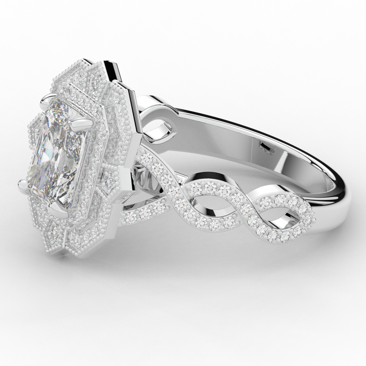 1.90CT.TW RADIANT LAB DIAMOND HALO ENGAGEMENT RING - Nazarelle