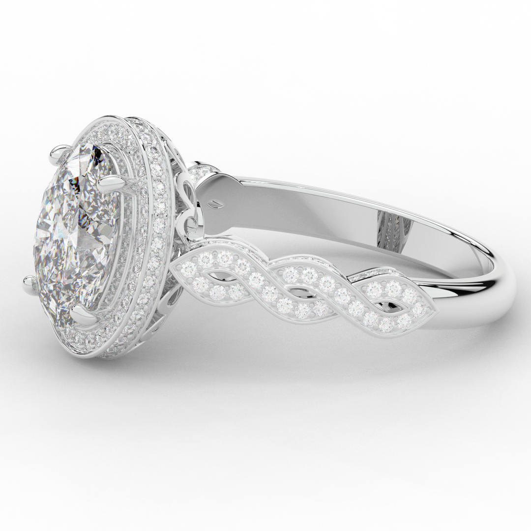 3.10CT.TW OVAL LAB DIAMOND HALO ENGAGEMENT RING - Nazarelle