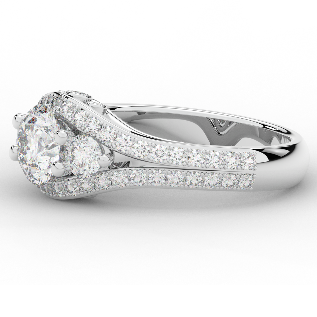 1.90CT.TW ROUND LAB DIAMOND THREE STONE ENGAGEMENT RING - Nazarelle