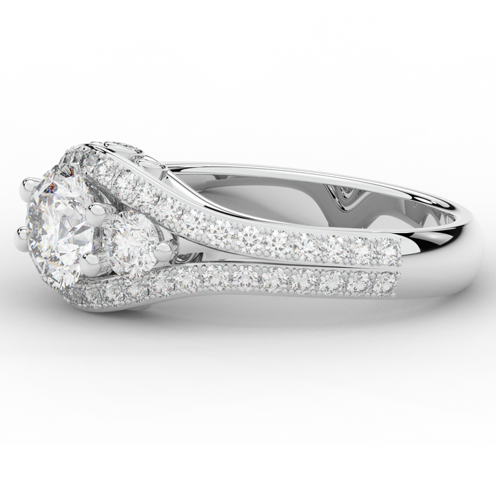 1.90CT.TW ROUND LAB DIAMOND THREE STONE ENGAGEMENT RING - Nazarelle
