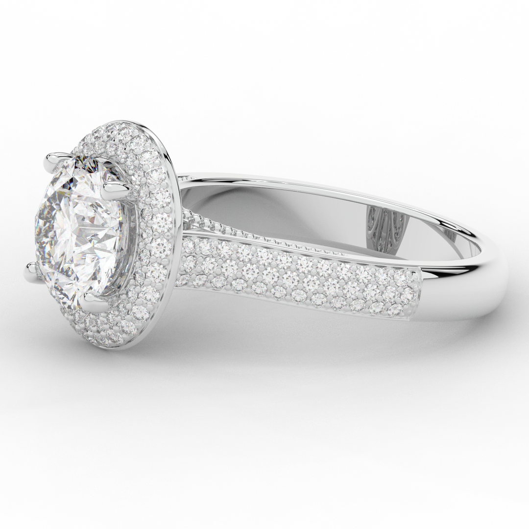 2.45CT.TW ROUND LAB DIAMOND HALO ENGAGEMENT RING - Nazarelle