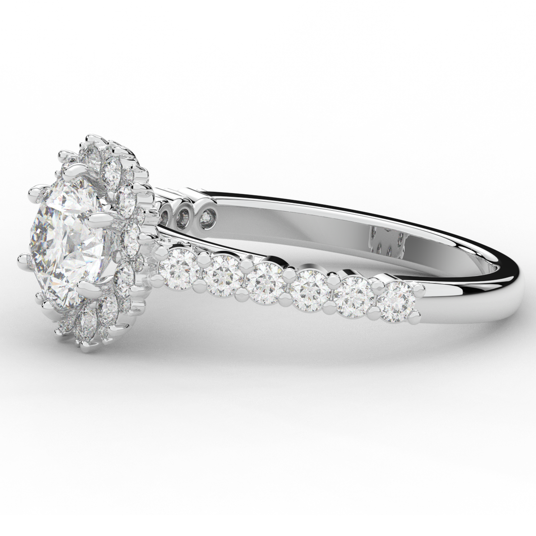 1.60CT.TW ROUND LAB DIAMOND HALO ENGAGEMENT RING - Nazarelle