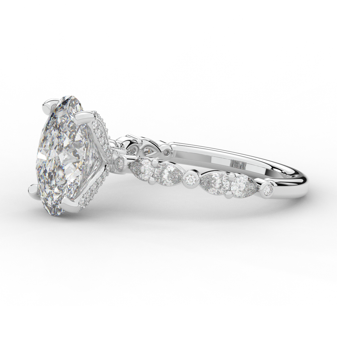 3.60CT.TW OVAL LAB DIAMOND SOLITAIRE ENGAGEMENT RING - Nazarelle