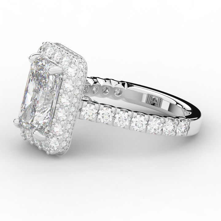 4.50CT.TW RADIANT LAB DIAMOND HALO ENGAGEMENT RING - Nazarelle