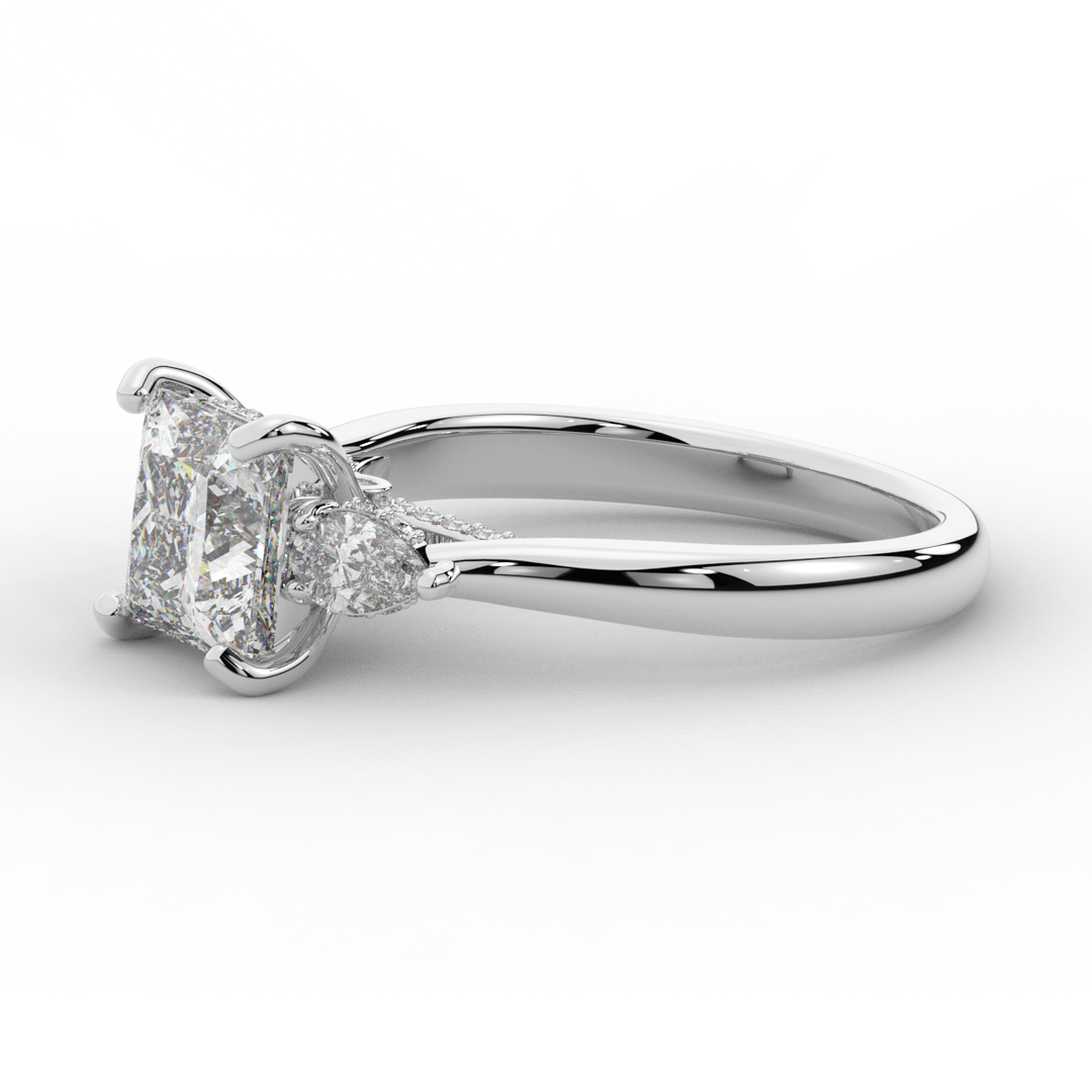 2.40CT.TW PRINCESS LAB DIAMOND 3 STONE ENGAGEMENT RING - Nazarelle