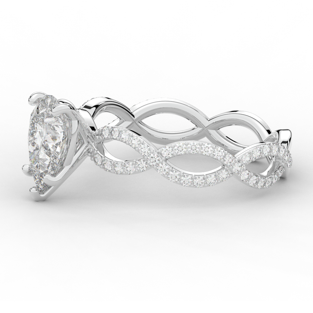 1.30CT.TW PEAR LAB DIAMOND TWIST BAND ENGAGEMENT RING - Nazarelle