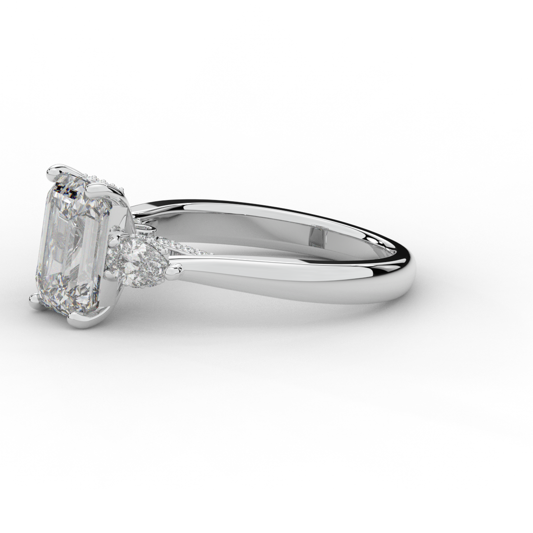 2.40CT.TW EMERALD CUT LAB DIAMOND 3 STONE ENGAGEMENT RING - Nazarelle