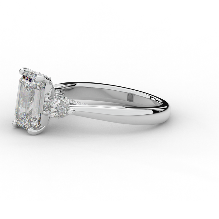 2.40CT.TW EMERALD CUT LAB DIAMOND 3 STONE ENGAGEMENT RING - Nazarelle