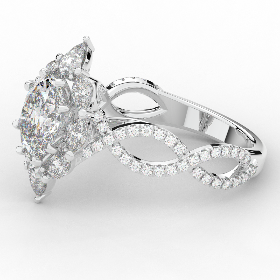 3.00CT.TW OVAL LAB DIAMOND HALO ENGAGEMENT RING - Nazarelle