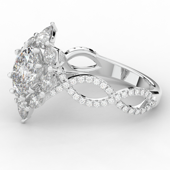 3.00CT.TW OVAL LAB DIAMOND HALO ENGAGEMENT RING - Nazarelle