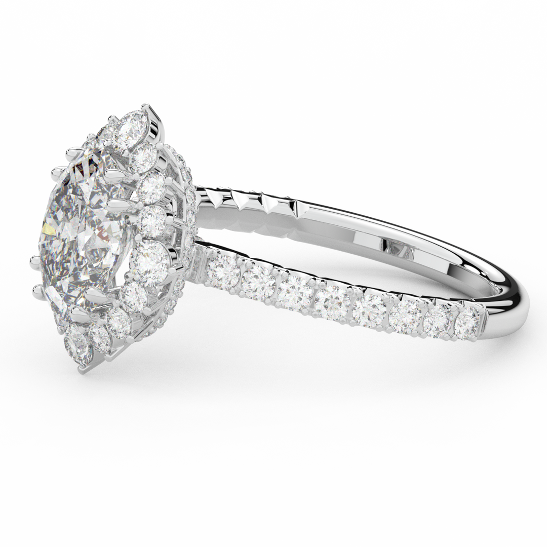 2.80CT.TW OVAL LAB DIAMOND HALO ENGAGEMENT RING - Nazarelle