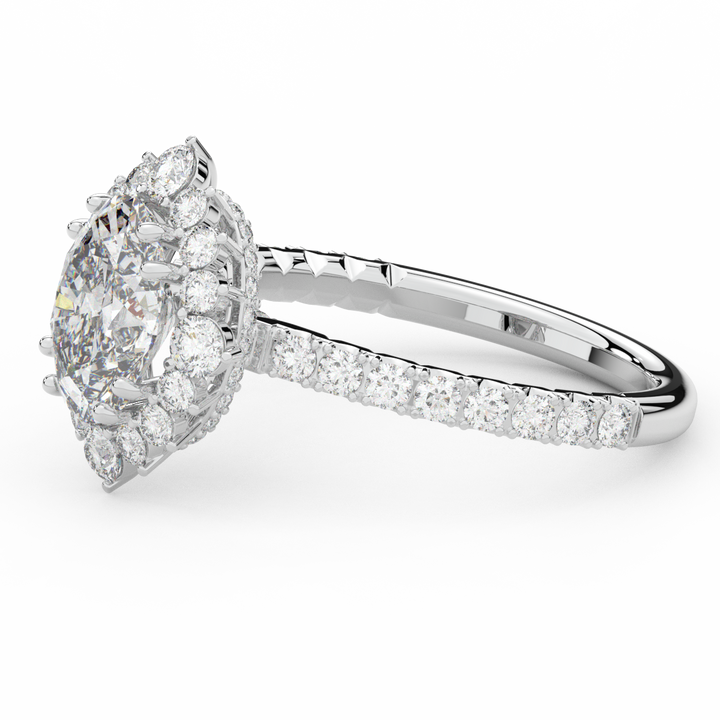 2.80CT.TW OVAL LAB DIAMOND HALO ENGAGEMENT RING - Nazarelle