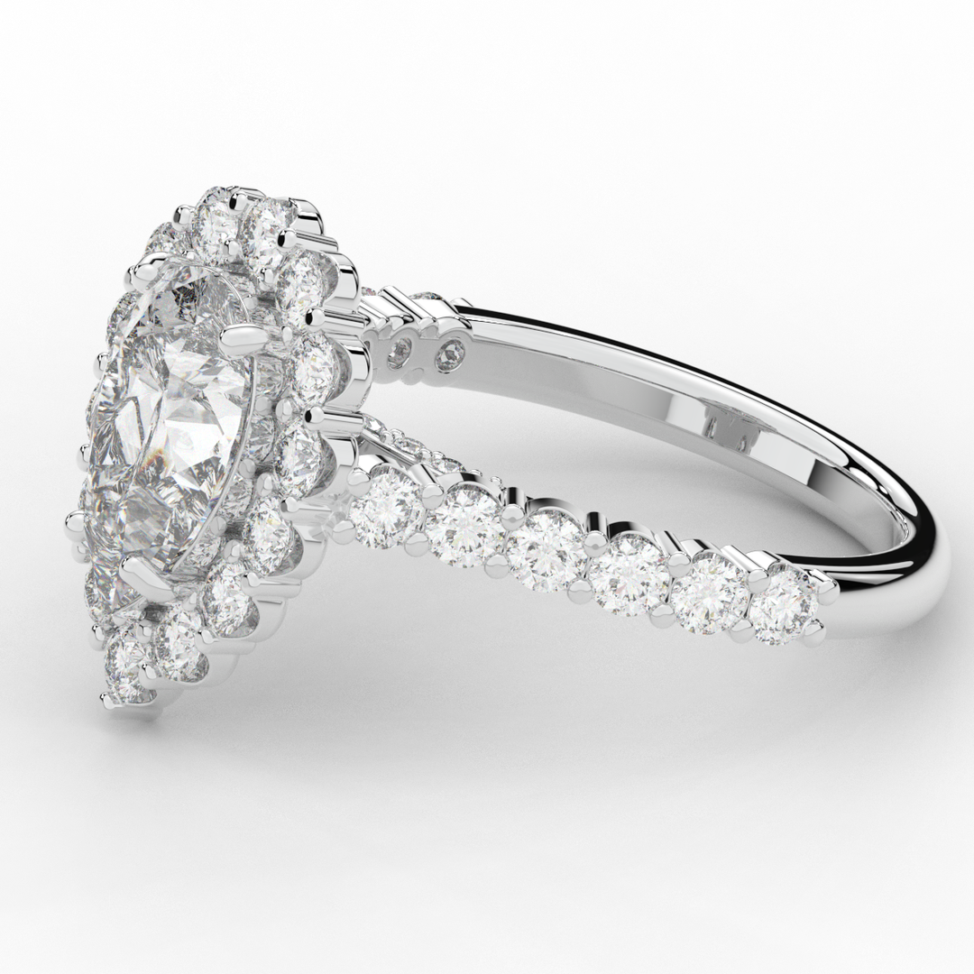 3.10CT.TW PEAR LAB DIAMOND HALO ENGAGEMENT RING - Nazarelle