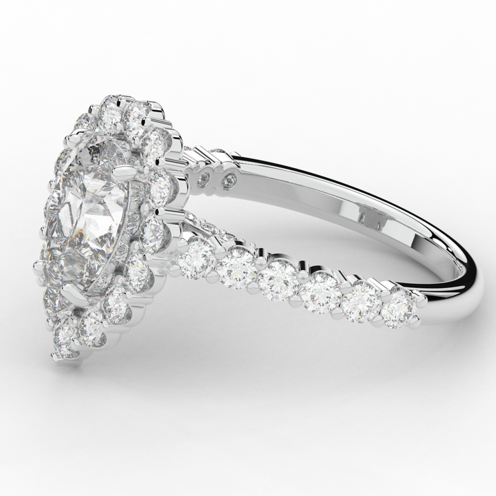 3.10CT.TW PEAR LAB DIAMOND HALO ENGAGEMENT RING - Nazarelle