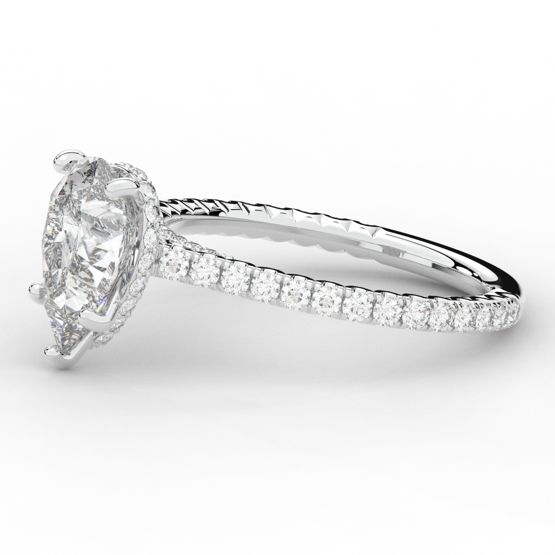 2.50CT.TW PEAR LAB DIAMOND UNDERHALO SOLITAIRE ENGAGEMENT RING - Nazarelle