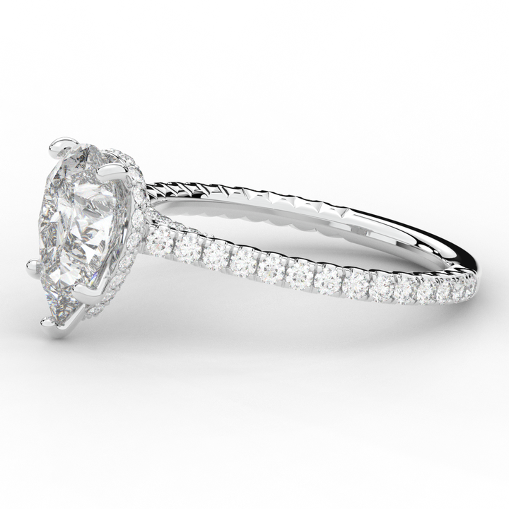 2.50CT.TW PEAR LAB DIAMOND UNDERHALO SOLITAIRE ENGAGEMENT RING - Nazarelle