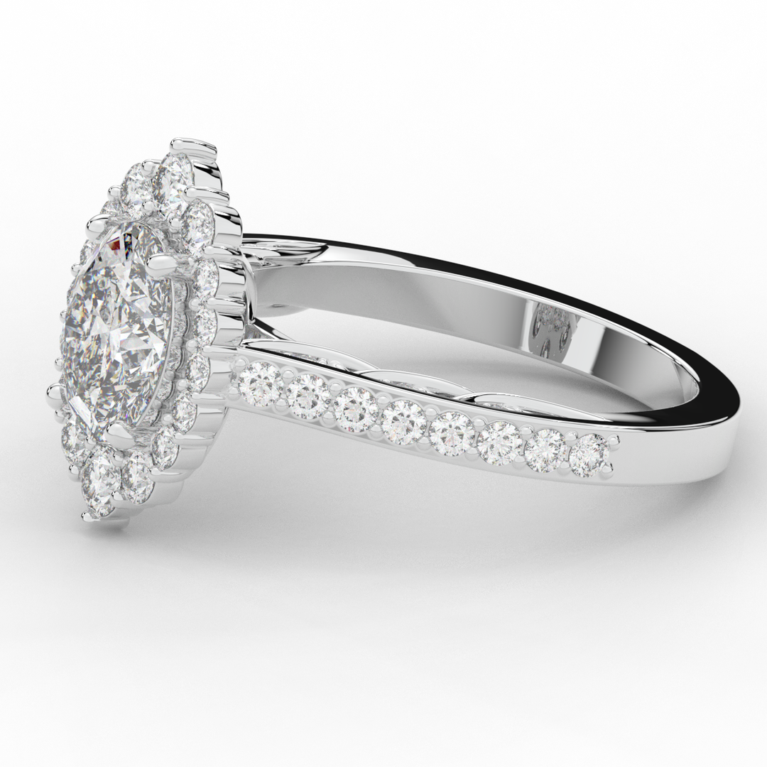1.75CT.TW OVAL LAB DIAMOND HALO ENGAGEMENT RING - Nazarelle