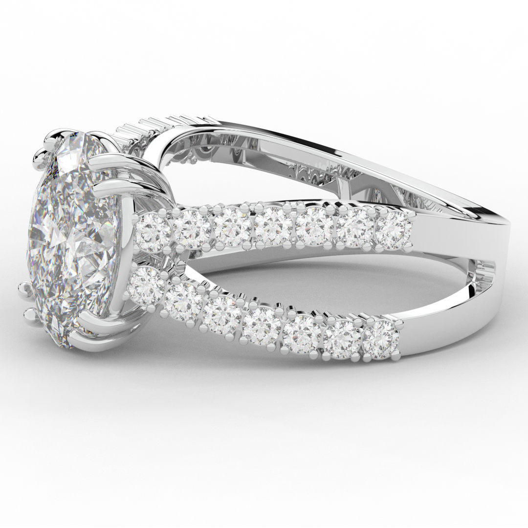 3.75CT.TW OVAL LAB DIAMOND SPLIT BAND ENGAGEMENT RING