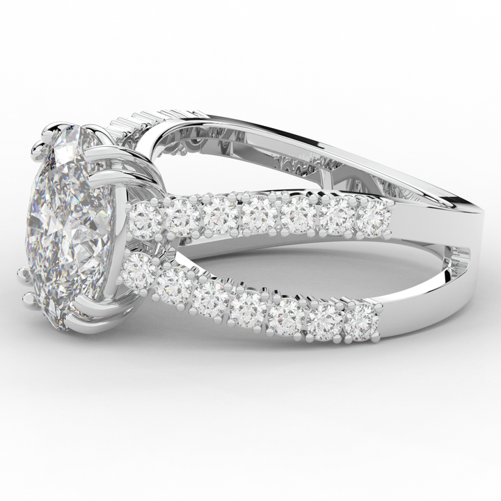3.75CT.TW OVAL LAB DIAMOND SPLIT BAND ENGAGEMENT RING