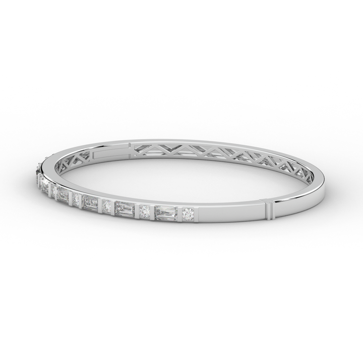 2.75CT.TW ROUND AND EMERALD CUT LAB DIAMOND SHARED PRONG BANGLE - Nazarelle
