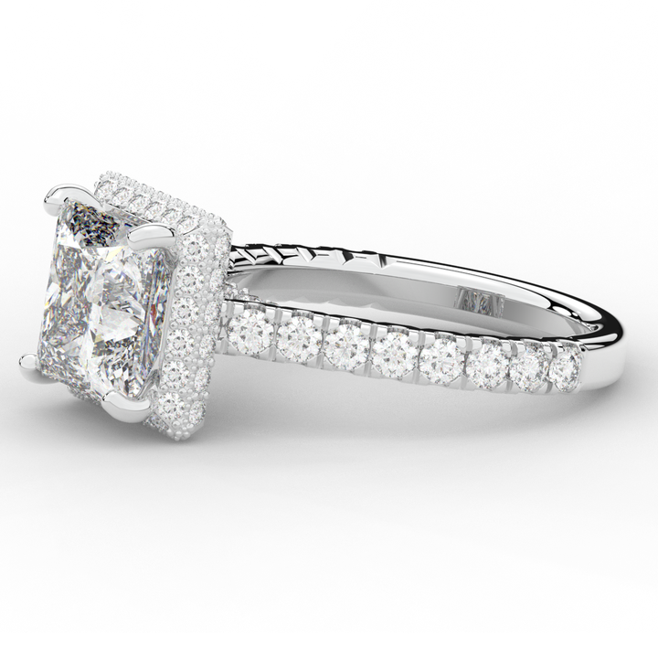 3.90CT.TW PRINCESS LAB DIAMOND HALO ENGAGEMENT RING - Nazarelle
