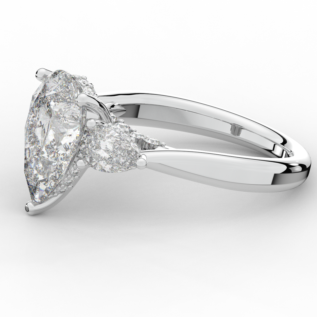 3.70CT.TW PEAR LAB DIAMOND 3 STONE ENGAGEMENT RING - Nazarelle