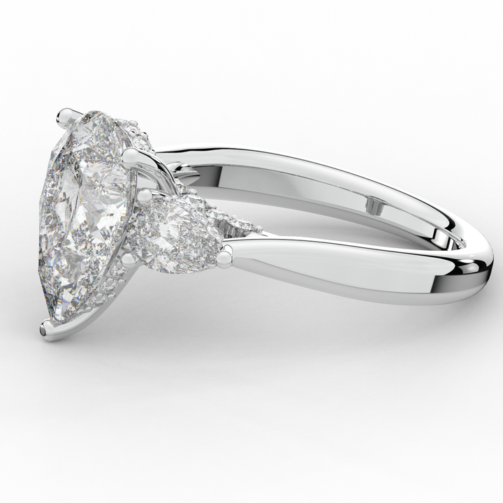 3.70CT.TW PEAR LAB DIAMOND 3 STONE ENGAGEMENT RING - Nazarelle