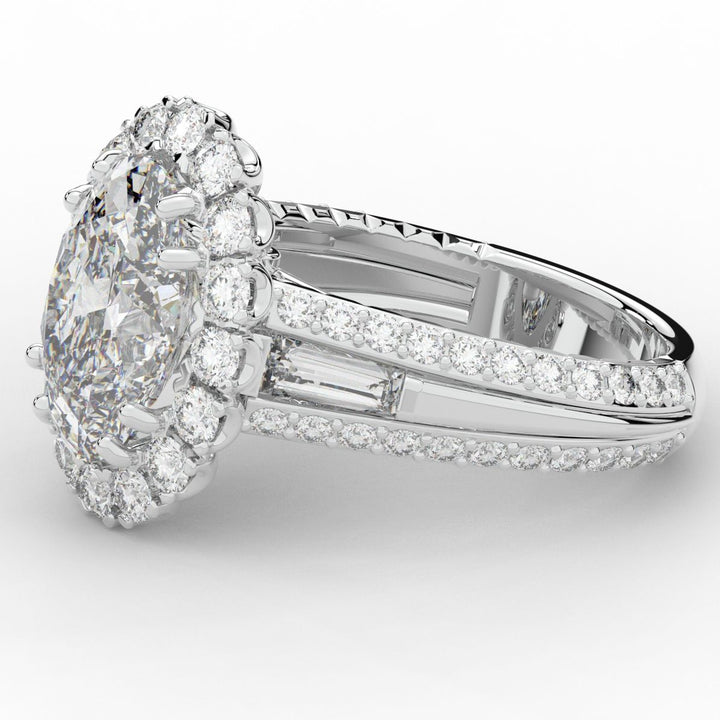 5.75CT.TW OVAL LAB DIAMOND HALO ENGAGEMENT RING - Nazarelle