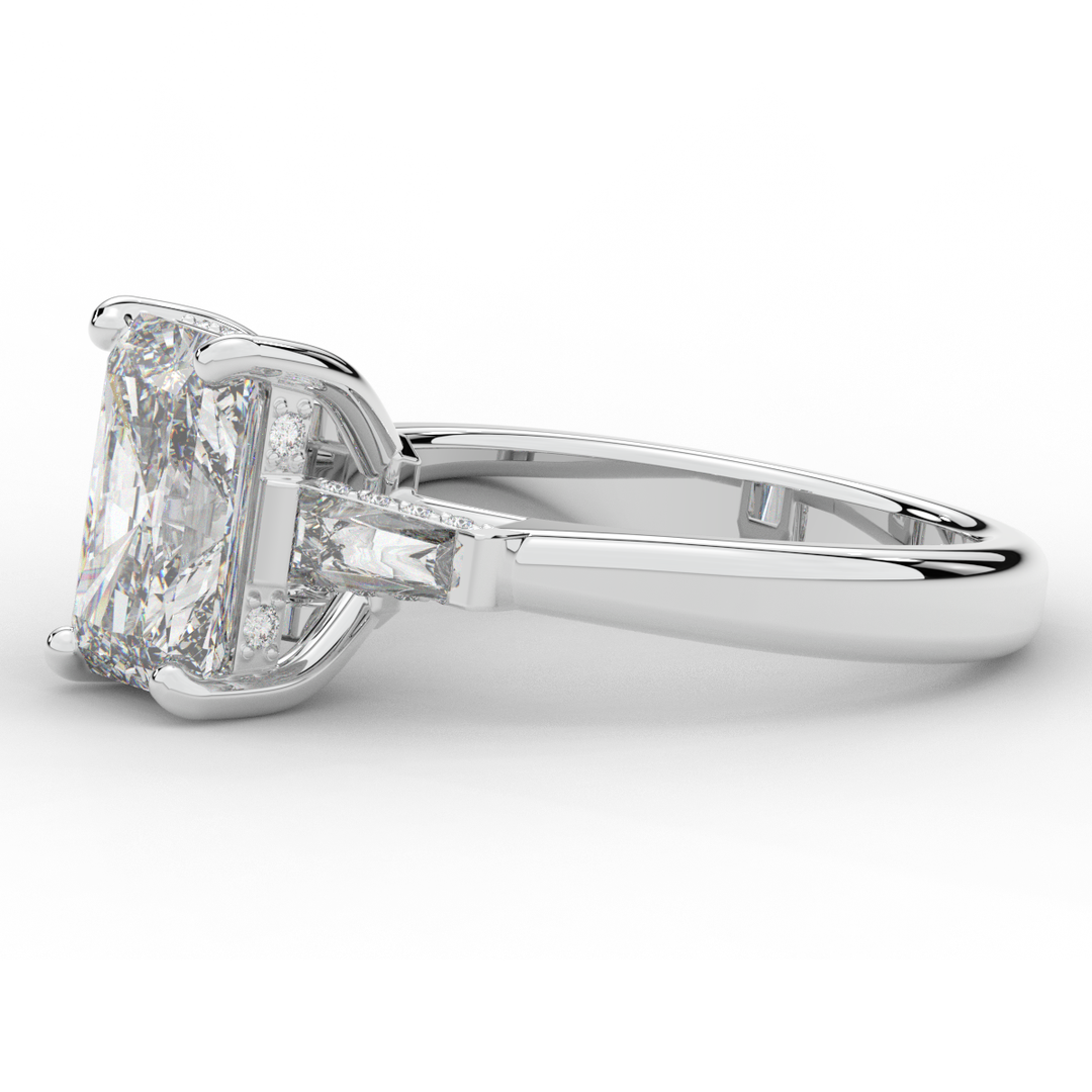 3.45CT.TW RADIANT LAB DIAMOND 3 STONE ENGAGEMENT RING - Nazarelle