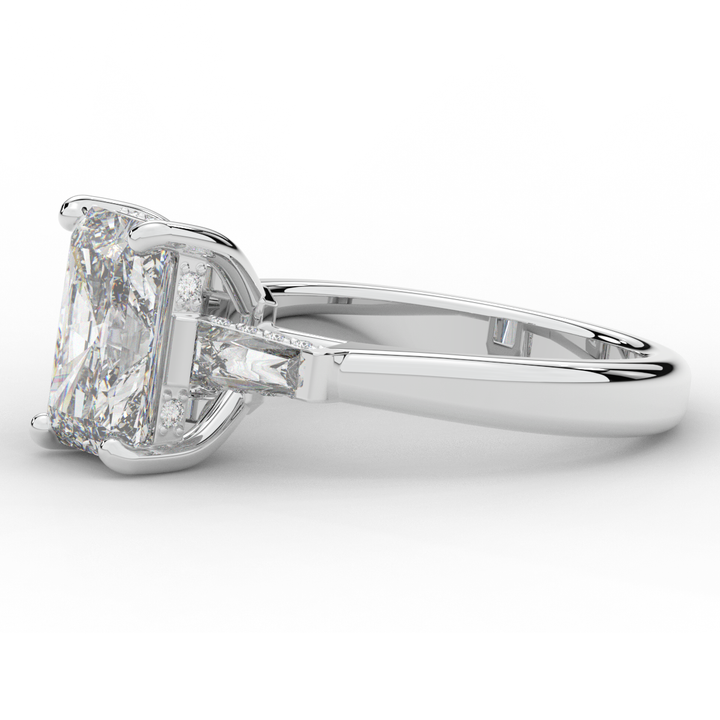 3.45CT.TW RADIANT LAB DIAMOND 3 STONE ENGAGEMENT RING - Nazarelle
