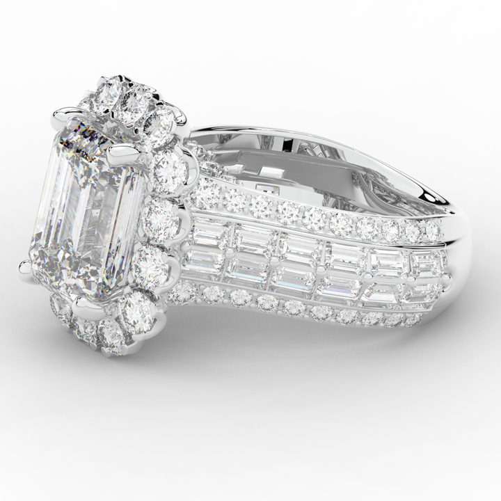 8.00CT.TW EMERALD CUT LAB DIAMOND HALO ENGAGEMENT RING - Nazarelle