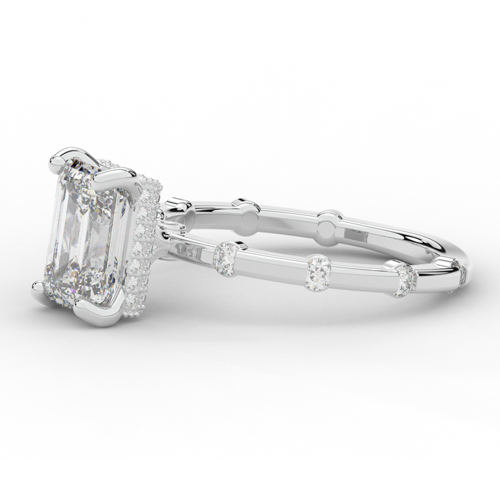 2.60CT.TW RADIANT LAB DIAMOND UNDERHALO SOLITAIRE ENGAGEMENT RING - Nazarelle