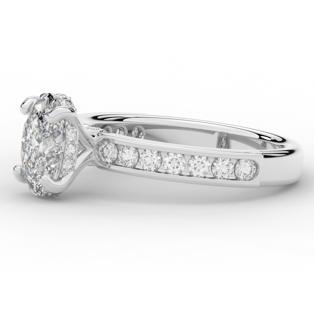 1.95CT.TW OVAL LAB DIAMOND UNDERHALO ENGAGEMENT RING - Nazarelle