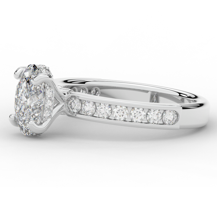 1.95CT.TW OVAL LAB DIAMOND UNDERHALO ENGAGEMENT RING - Nazarelle