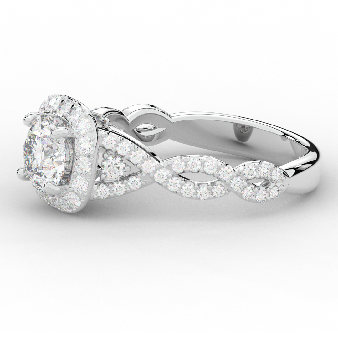 1.60CT.TW ROUND LAB DIAMOND HALO TWIST ENGAGEMENT RING - Nazarelle