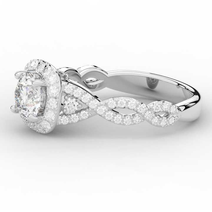 1.60CT.TW ROUND LAB DIAMOND HALO TWIST ENGAGEMENT RING - Nazarelle
