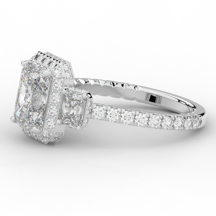3.20CT.TW RADIANT LAB DIAMOND 3 STONE ENGAGEMENT RING - Nazarelle