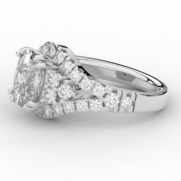 3.10CT.TW CUSHION LAB DIAMOND HALO ENGAGEMENT RING - Nazarelle