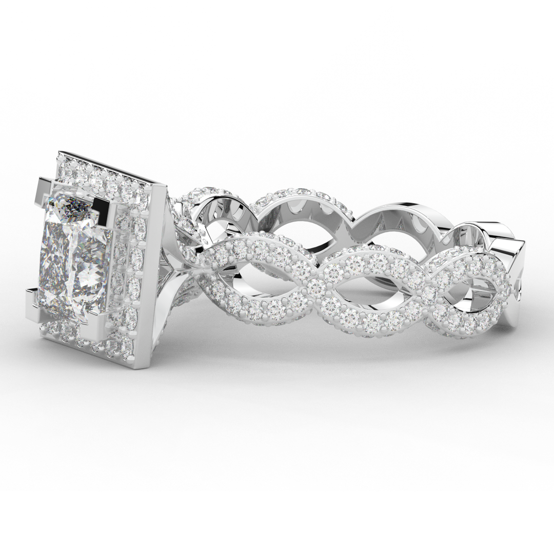 2.40CT.TW PRINCESS LAB DIAMOND HALO ENGAGEMENT RING - Nazarelle