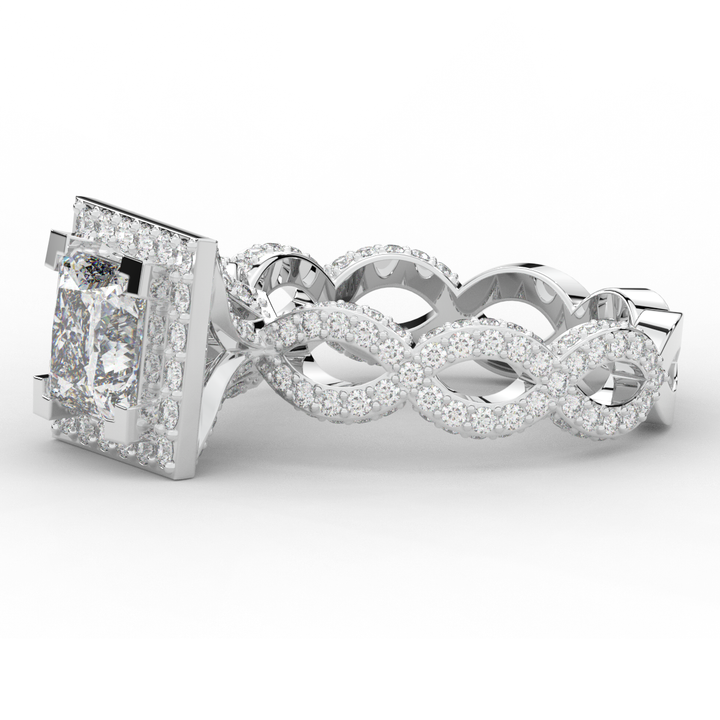 2.40CT.TW PRINCESS LAB DIAMOND HALO ENGAGEMENT RING - Nazarelle