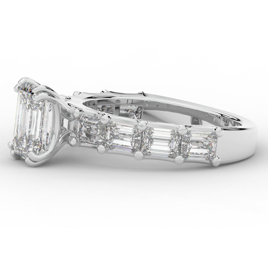 3.75CT.TW EMERALD CUT LAB DIAMOND SOLITAIRE ENGAGEMENT RING