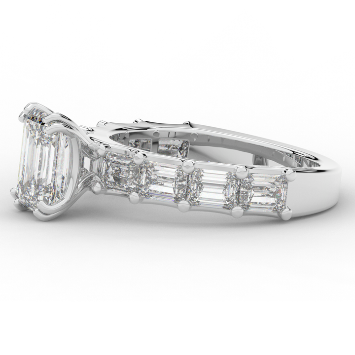 3.75CT.TW EMERALD CUT LAB DIAMOND SOLITAIRE ENGAGEMENT RING