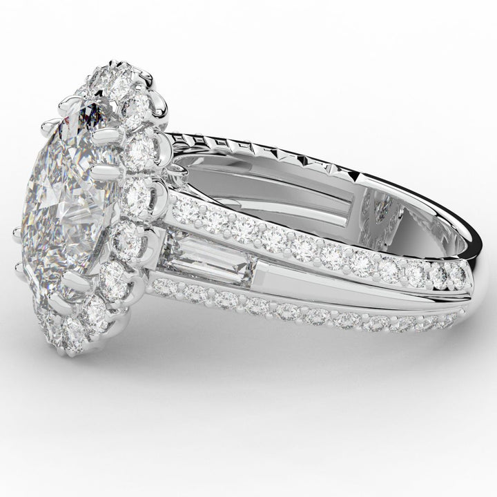 5.75CT.TW OVAL LAB DIAMOND HALO ENGAGEMENT RING - Nazarelle