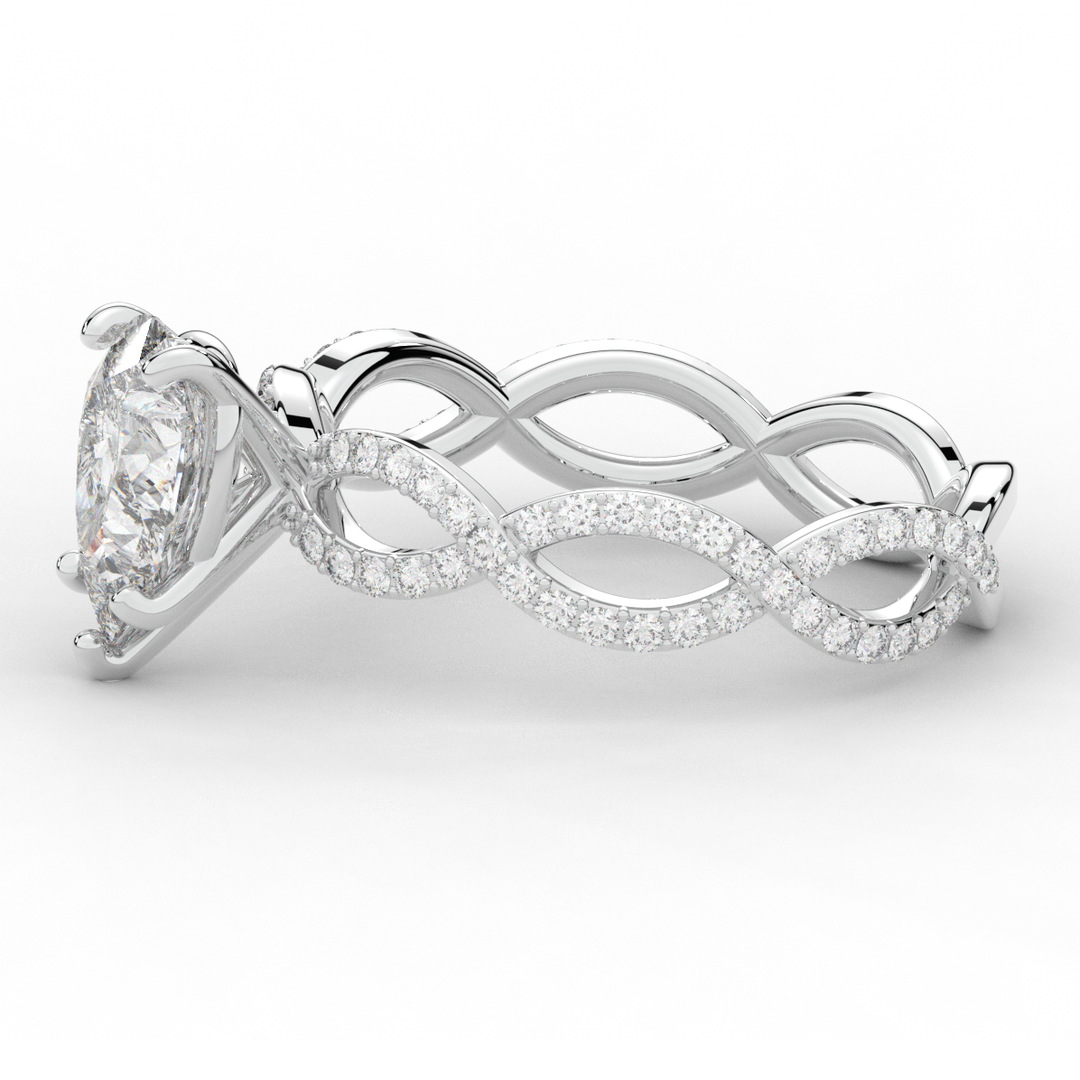 1.30CT.TW PEAR LAB DIAMOND TWIST BAND ENGAGEMENT RING - Nazarelle