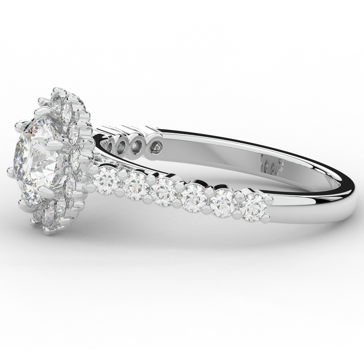 1.60CT.TW ROUND LAB DIAMOND HALO ENGAGEMENT RING - Nazarelle