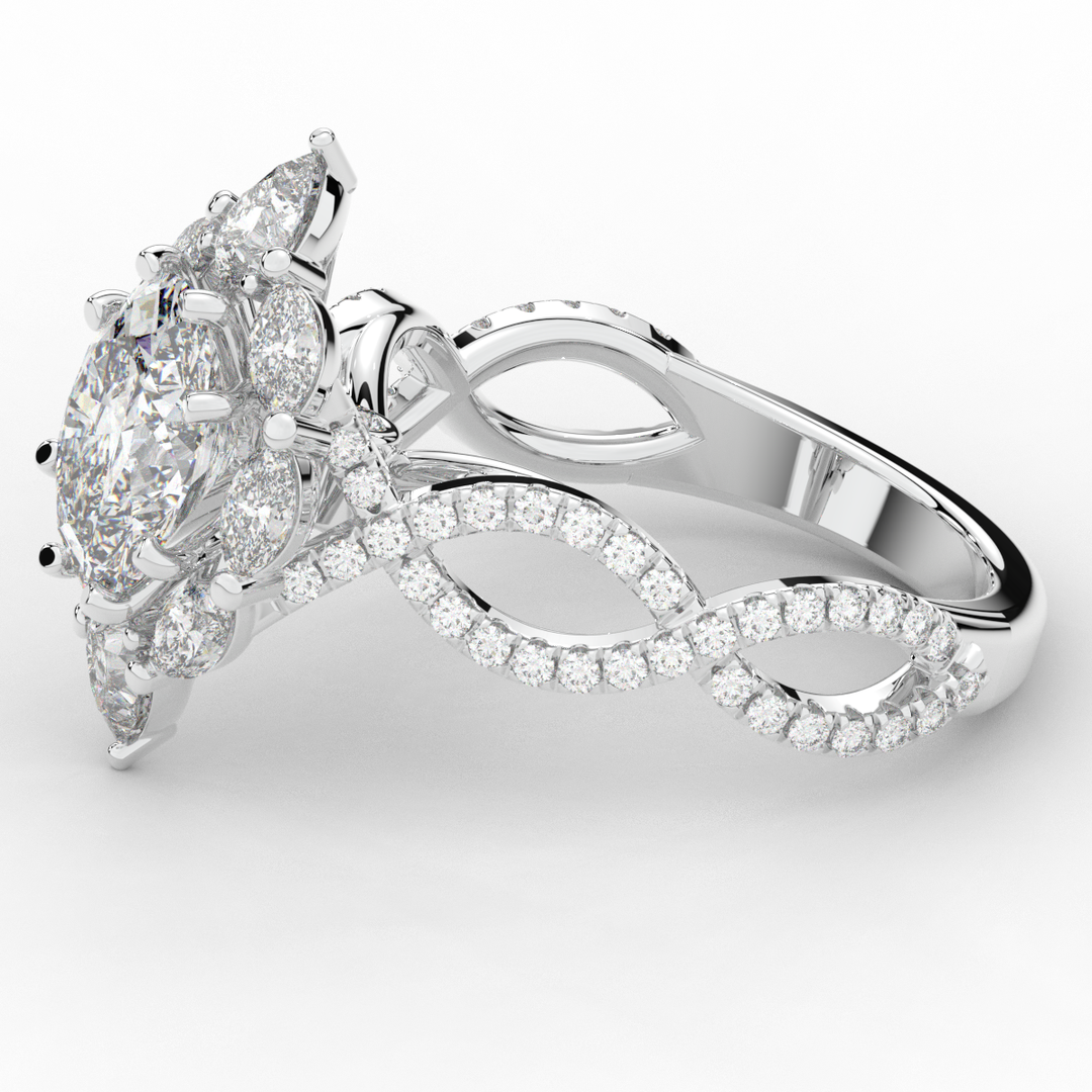 3.00CT.TW OVAL LAB DIAMOND HALO ENGAGEMENT RING - Nazarelle
