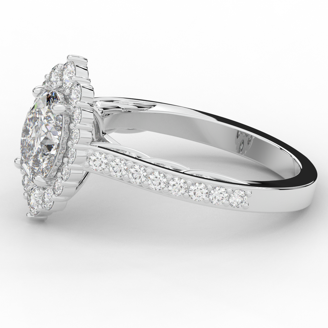 1.75CT.TW OVAL LAB DIAMOND HALO ENGAGEMENT RING - Nazarelle