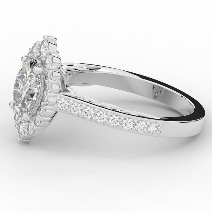 1.75CT.TW OVAL LAB DIAMOND HALO ENGAGEMENT RING - Nazarelle